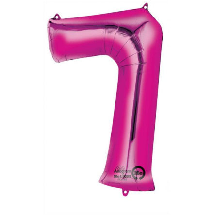 Folieballong, siffra 7 rosa 86 cm