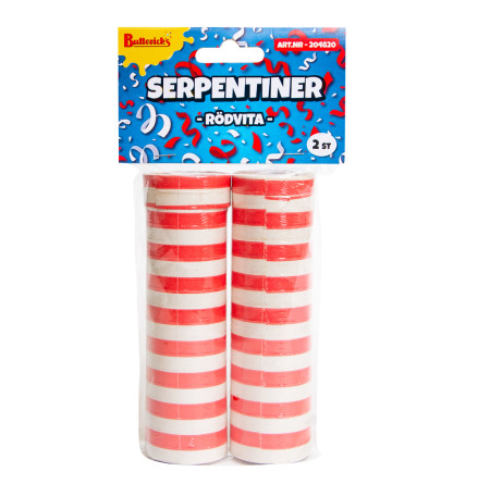 Serpentiner, rd/vit 2 st