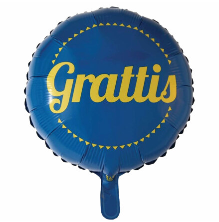 Folieballong, grattis bl/gul 46 cm