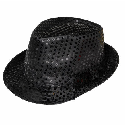 Glitterhatt, fedora svart