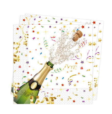 Servetter, champagne party 33x33 cm 20 st