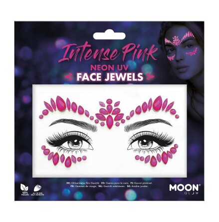 Moon Neon UV kroppsstenar, Intense Pink Face Jewels