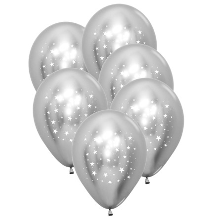 Ballonger, stjrnor silver 6 st